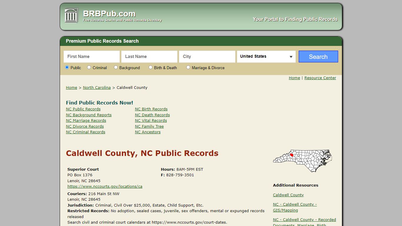 Caldwell County, NC Public Records - BRB Pub